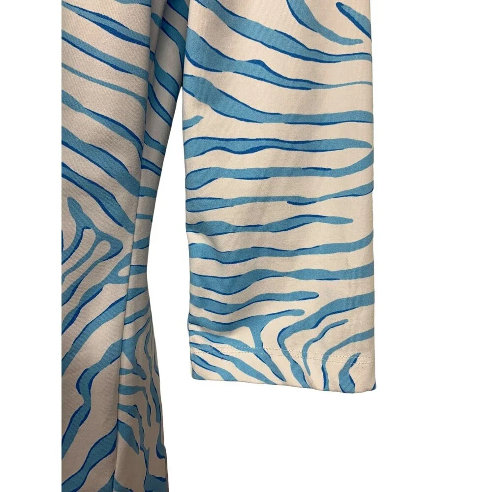 J. McLaughlin Women size S Blue Zebra Print Tunic Top Catalina Cloth 3/4 Sleeve - Picture 7 of 8
